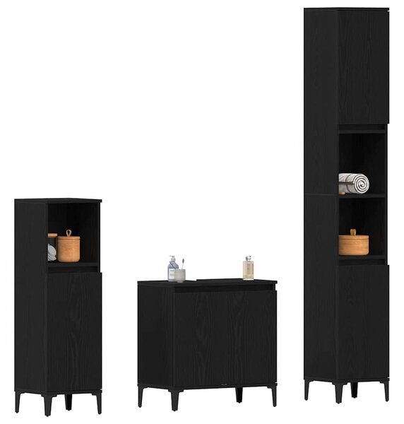 Sada koupelnového nábytku 3 ks Černý dub 30 x 30 x 180 cm 3333089