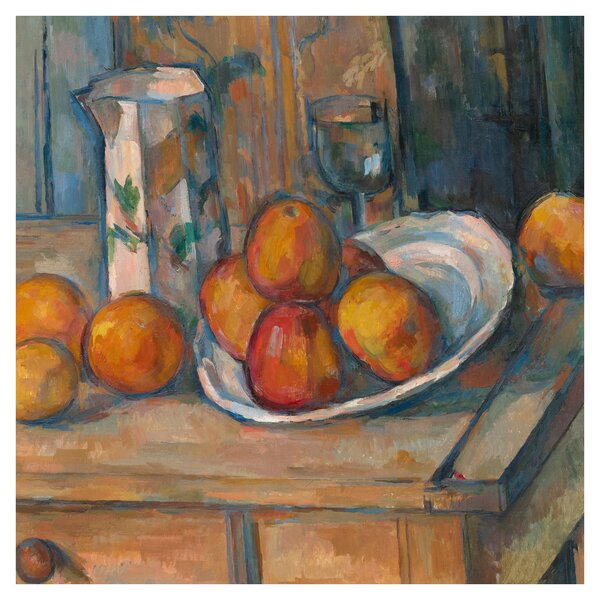 Obraz - Paul Cézanne, Still Life with Milk Jug and Fruit, reprodukce (30x30 cm)