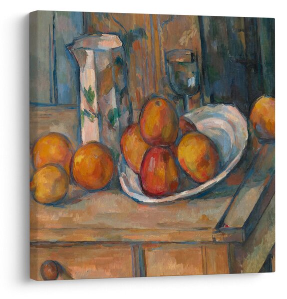 Obraz - Paul Cézanne, Still Life with Milk Jug and Fruit, reprodukce (30x30 cm)