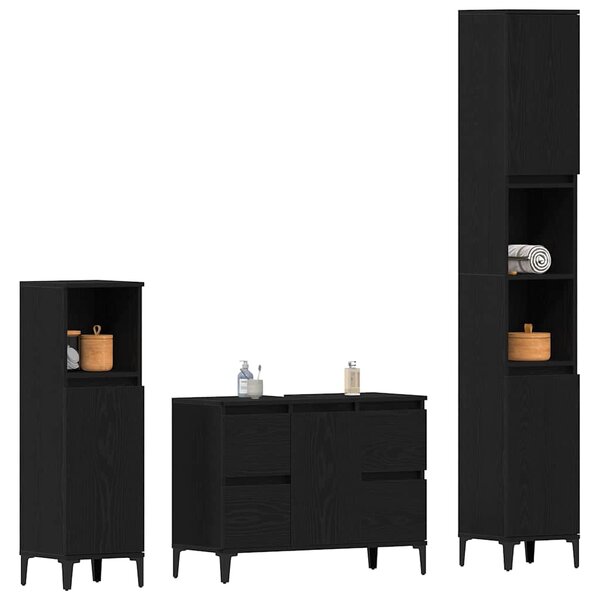 Sada koupelnového nábytku 3 ks Černý dub 30 x 30 x 180 cm 3333091