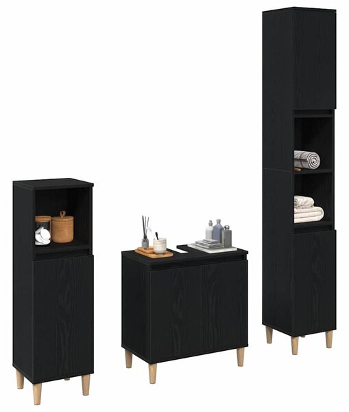 Sada koupelnového nábytku 3 ks Černý dub 30 x 30 x 180 cm 3333088