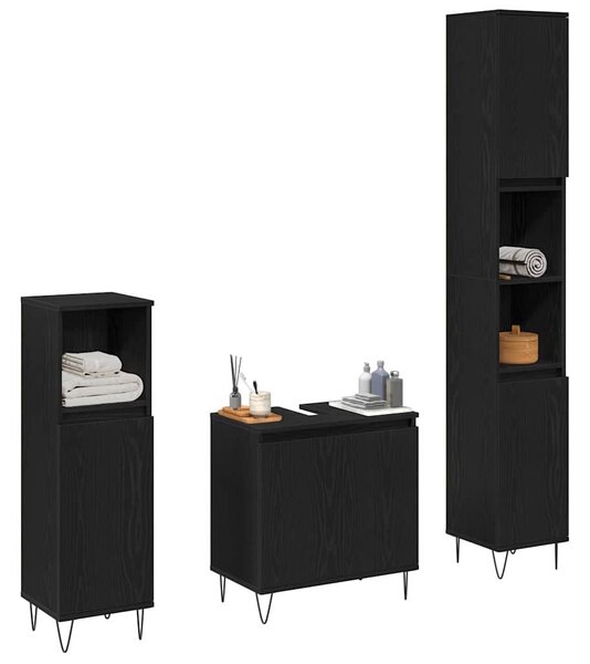 Sada koupelnového nábytku 3 ks Černý dub 30 x 30 x 190 cm 3333099