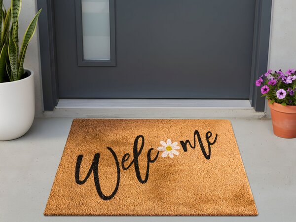 Rohožka CALIBATO Přírodní 60 x 90 cm Text Kokosové vlákno