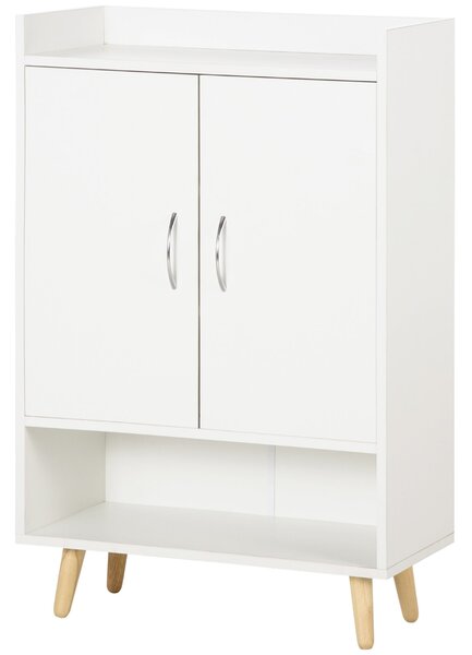 HOMCOM Moderní botník se 2 dveřmi a 4 policemi pro 12 párů bot, ideální do předsíně, obývacího pokoje, ložnice 60x30x92 cm Bílý | Aosom
