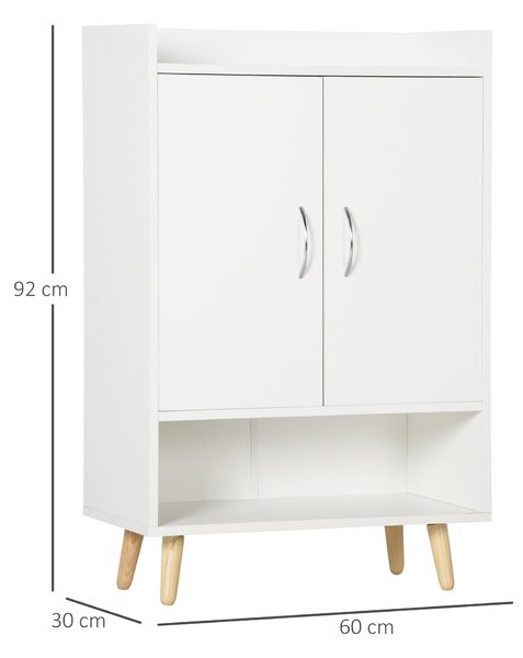 HOMCOM Moderní botník se 2 dveřmi a 4 policemi pro 12 párů bot, ideální do předsíně, obývacího pokoje, ložnice 60x30x92 cm Bílý | Aosom