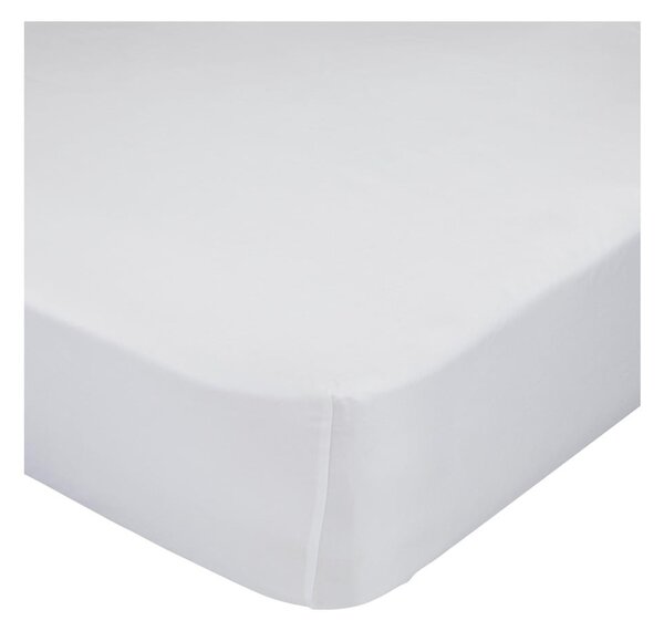 Bílé bavlněné elastické prostěradlo Happy Friday Basic, 90 x 200 cm