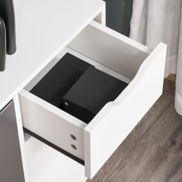 HOMCOM Moderní komoda do obývacího pokoje se 3 dvířky a zásuvkou 90x30x72 cm Bílá a šedá | Aosom