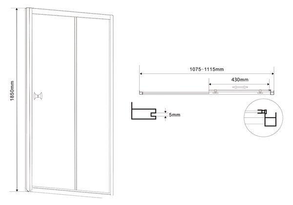Aqualine Aqualine, AMADEO obdélníková sprchová zástěna 1100x800mm L/P varianta, sklo Brick, BTS110BTP80