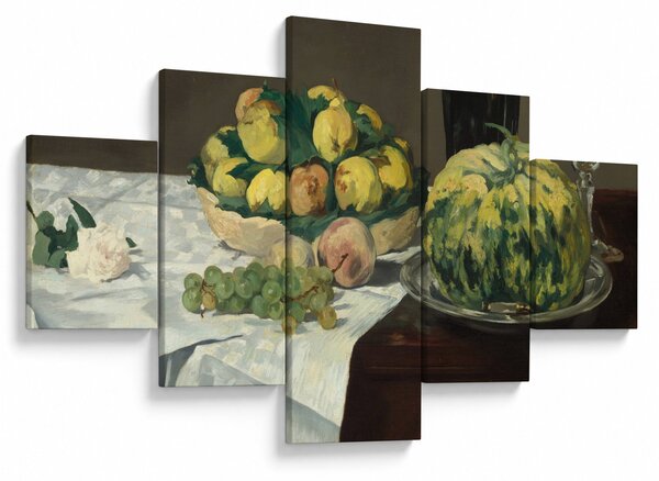 Obraz - Edouard Manet, Still Life with Melon and Peaches, reprodukce (125x70 cm)