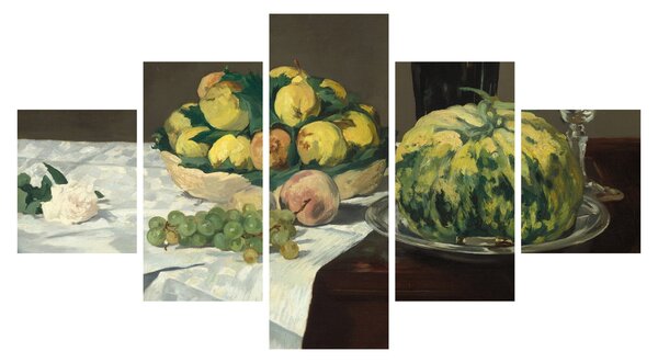 Obraz - Edouard Manet, Still Life with Melon and Peaches, reprodukce (125x70 cm)
