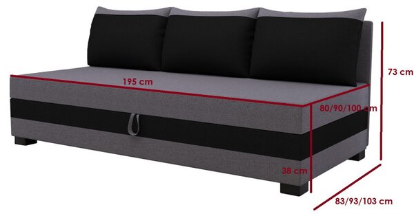 Jednolůžková čalouněná postel 100x195 MIRRY BIZ 1 - šedá / černá