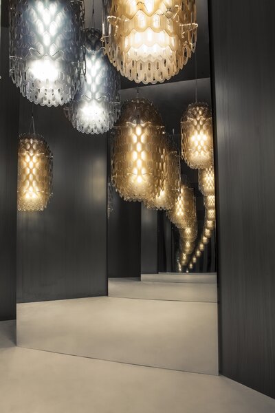 SLAMP CHNSS00ORG01T00E27EU Chantal suspension S, oranžové svítidlo pro zavěšení, 4xE27, výška 60cm