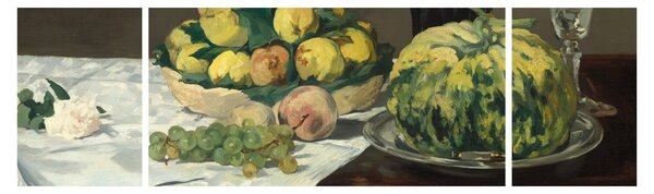 Obraz - Edouard Manet, Still Life with Melon and Peaches, reprodukce (170x50 cm)