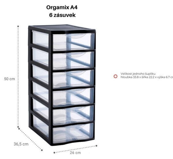 SUNDIS Úložný box s 6 zásuvkami, antracit, OFFICEMIX, A4, 6A