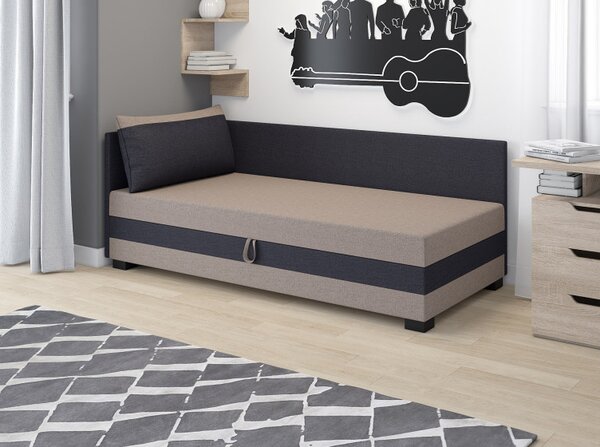 Jednolůžková čalouněná postel 80x195 MIRRY PLUS 1 - světlá hnědá / černá