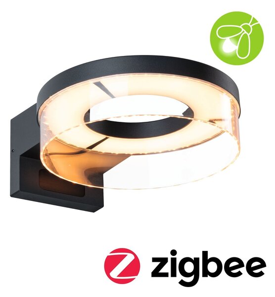 P 93113 LED venkovní nástěnné svítidlo Smart Home Zigbee 3.0 Capea pohybové čidlo neláká hmyz IP44 231mm CCT 12,5W 230V antracit hliník - PAULMANN