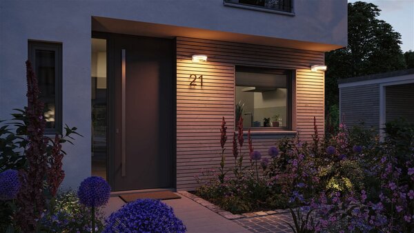 P 93114 LED venkovní nástěnné svítidlo Smart Home Zigbee 3.0 Capea pohybové čidlo neláká hmyz IP44 231mm CCT 12,5W 230V bílá hliník - PAULMANN