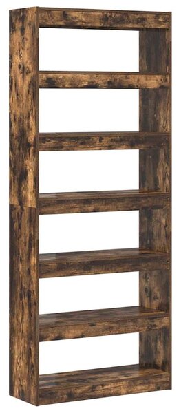 Knihovna 6 úrovní 80 x 30 x 198 cm Kompozitní dřevo Kouřový dub 3333920