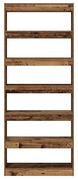 Knihovna 6 úrovní 80 x 30 x 198 cm Kompozitní dřevo Staré dřevo 3333921