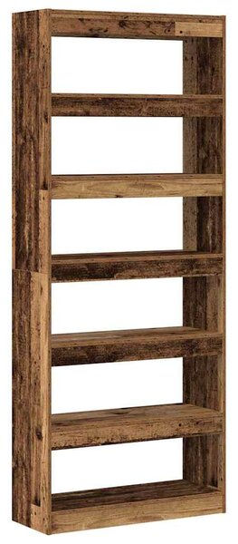 Knihovna 6 úrovní 80 x 30 x 198 cm Kompozitní dřevo Staré dřevo 3333921