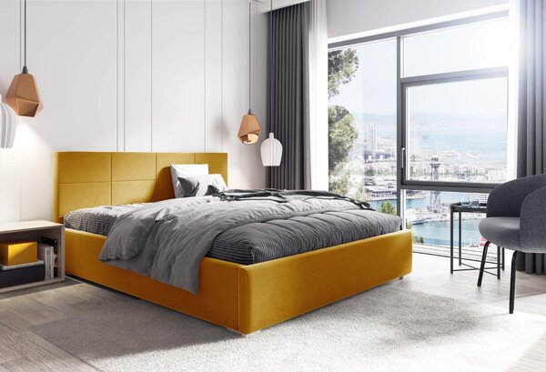 Čalouněná postel Katia 180x200 žlutá Kovový rám