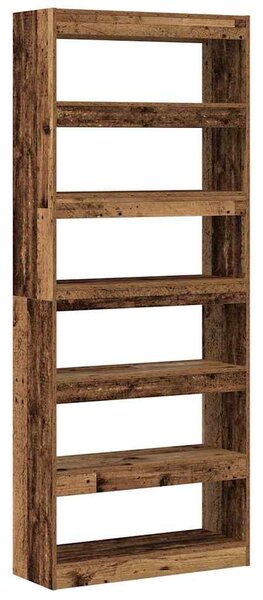 Knihovna 6 úrovní 80 x 30 x 198 cm Kompozitní dřevo Staré dřevo 3333921
