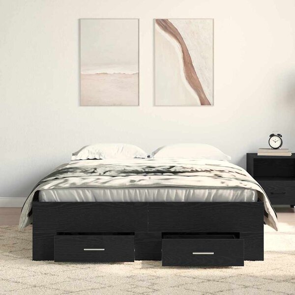 Rám postele se zásuvkou Černý dub 120 x 190 cm Kompozitní dřevo 3333980
