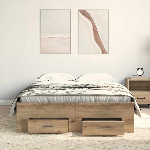 Rám postele Artisanový dub 120 x 190 cm Kompozitní dřevo 3333979
