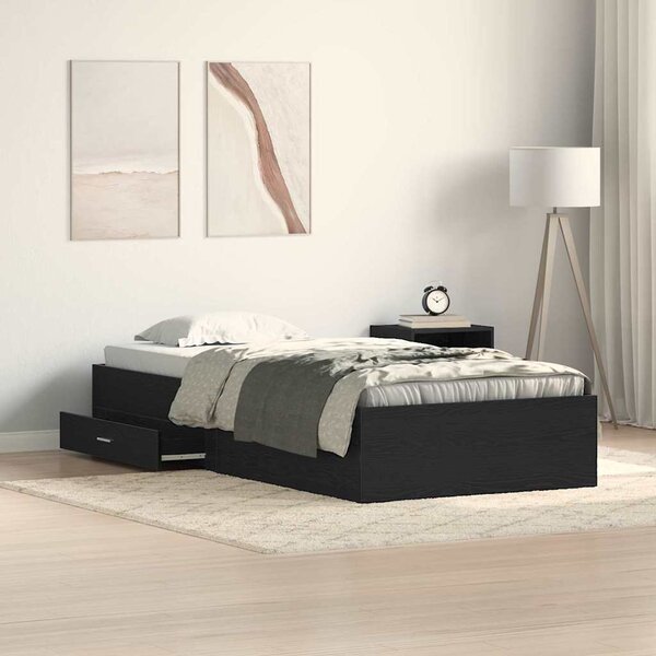 Rám postele se zásuvkou Černý dub 90 x 190 cm Kompozitní dřevo 3333992