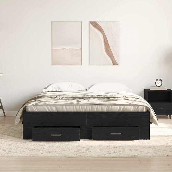 Rám postele se zásuvkou Černý dub 135 x 190 cm Kompozitní dřevo 3333977
