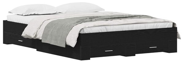 Rám postele se zásuvkou Černý dub 135 x 190 cm Kompozitní dřevo 3333977