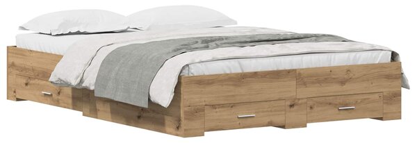Rám postele Artisanový dub 135 x 190 cm Kompozitní dřevo 3333976