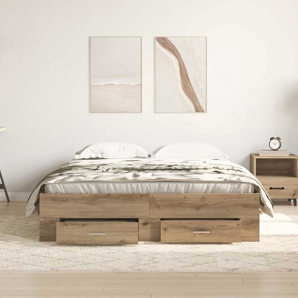 Rám postele Artisanový dub 135 x 190 cm Kompozitní dřevo 3333976