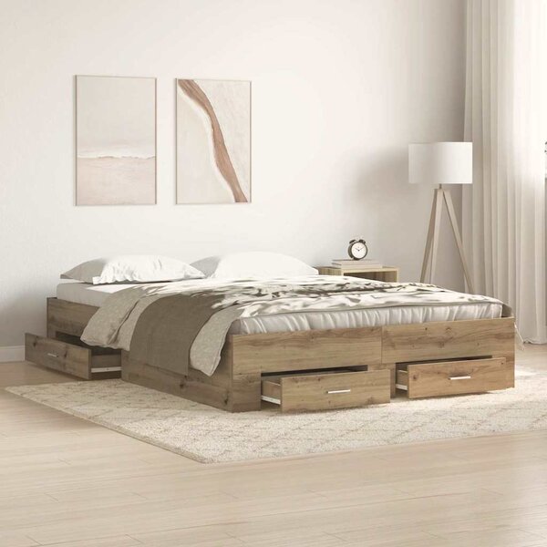 Rám postele Artisanový dub 135 x 190 cm Kompozitní dřevo 3333976