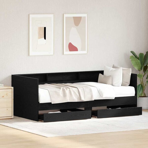 Daybed se zásuvkou Černý dub 75 x 190 cm Kompozitní dřevo 3334007