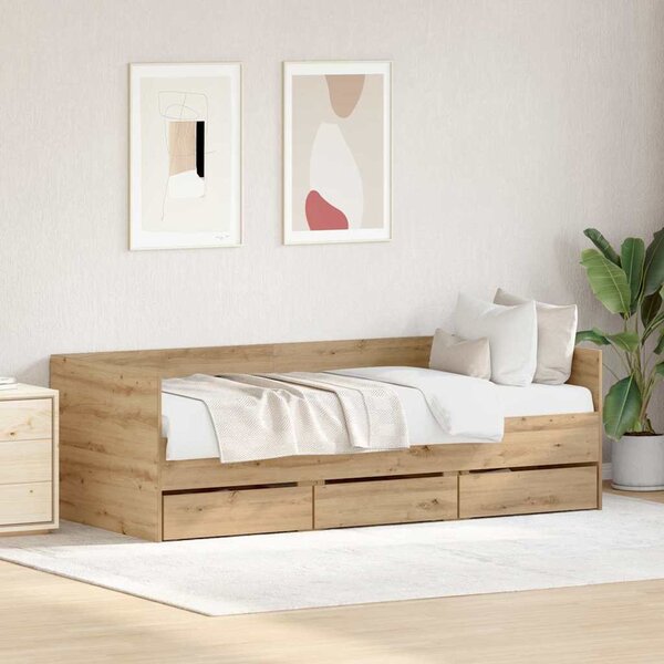 Daybed se zásuvkou Artisanový dub 90 x 200 cm Kompozitní dřevo 3333994