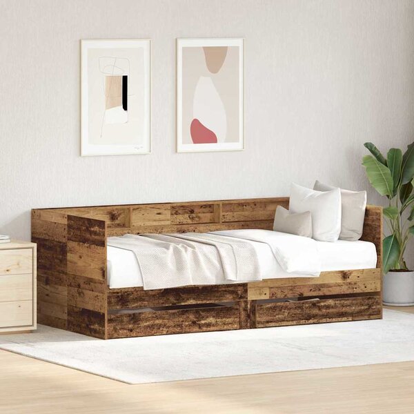 Daybed se zásuvkou Staré dřevo 75 x 190 cm Kompozitní dřevo 3334005