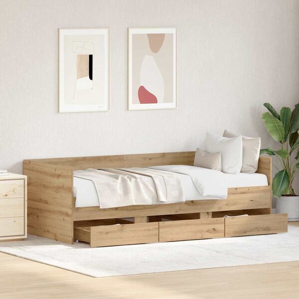 Daybed se zásuvkou Artisanový dub 90 x 200 cm Kompozitní dřevo 3333994