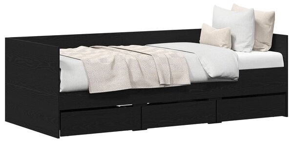 Daybed se zásuvkou Černý dub 90 x 200 cm Kompozitní dřevo 3333995