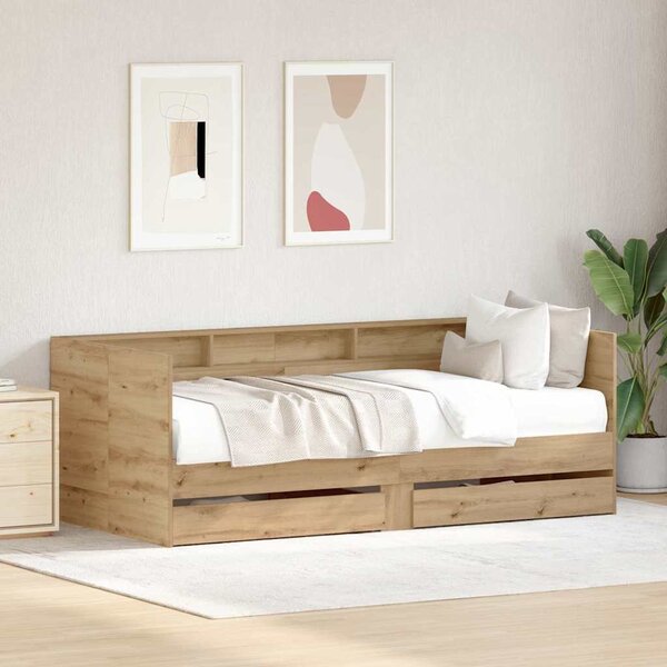 Daybed se zásuvkou Artisanový dub 75 x 190 cm Kompozitní dřevo 3334006