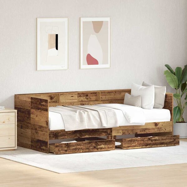 Daybed se zásuvkou Staré dřevo 75 x 190 cm Kompozitní dřevo 3334005