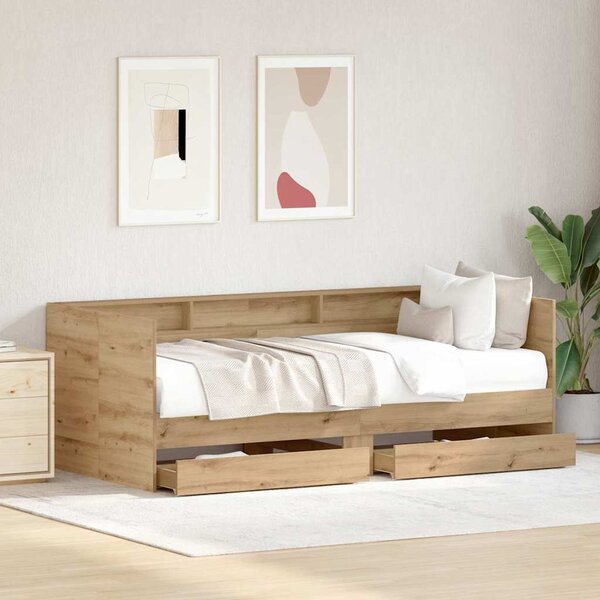 Daybed se zásuvkou Artisanový dub 75 x 190 cm Kompozitní dřevo 3334006