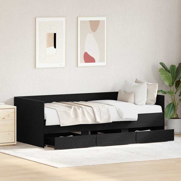 Daybed se zásuvkou Černý dub 90 x 200 cm Kompozitní dřevo 3333995