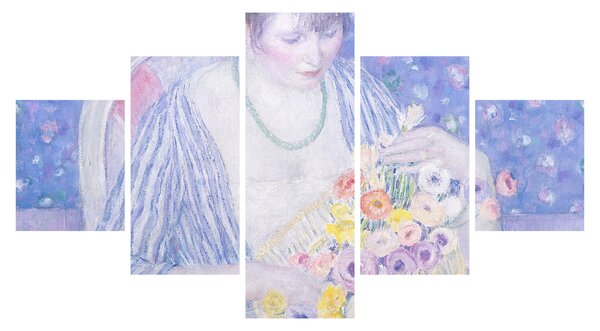 Obraz - Frederick Carl Frieseke, The Basket of Flowers, reprodukce (125x70 cm)
