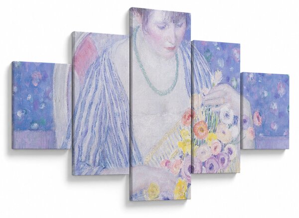 Obraz - Frederick Carl Frieseke, The Basket of Flowers, reprodukce (125x70 cm)