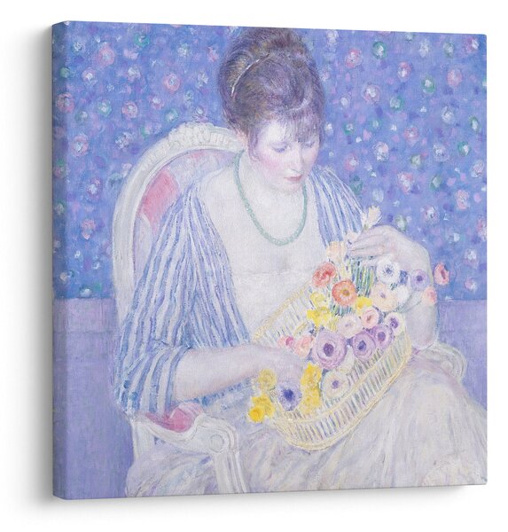 Obraz - Frederick Carl Frieseke, The Basket of Flowers, reprodukce (30x30 cm)