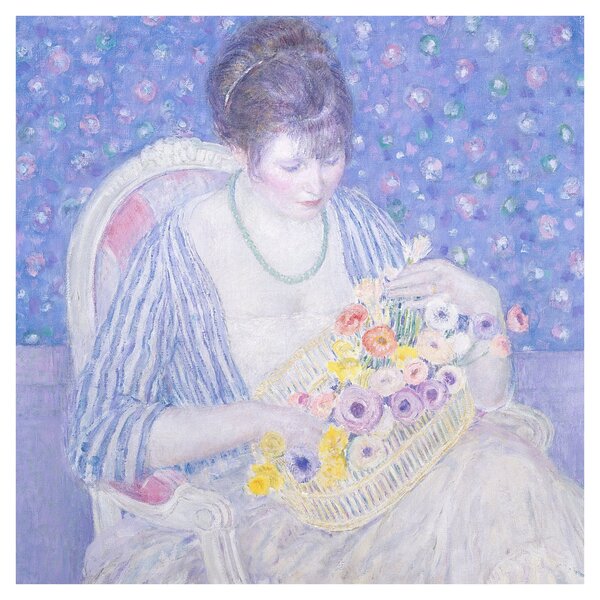 Obraz - Frederick Carl Frieseke, The Basket of Flowers, reprodukce (30x30 cm)