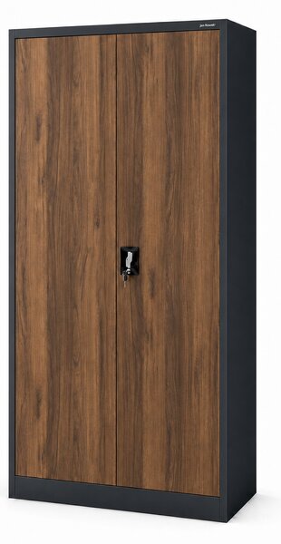 Kovová skříň s přihrádkou antracitová / ořech: Eco Design TOMASZ, 900 x 1850 x 450 mm