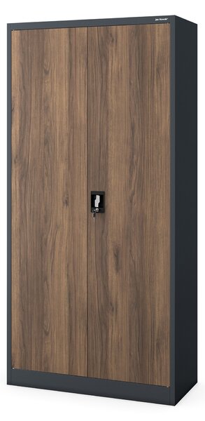 Multifunkční kovová skříň antracitová / ořech: Eco Design DAWID, 900 x 1850 x 450 mm
