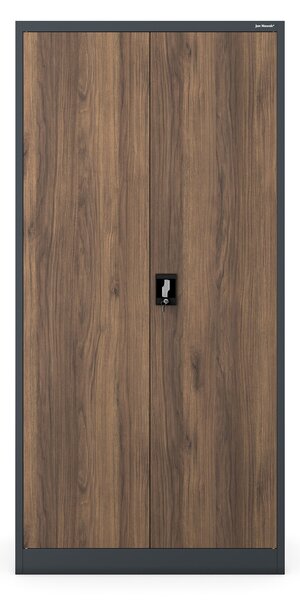 Multifunkční kovová skříň antracitová / ořech: Eco Design DAWID, 900 x 1850 x 450 mm